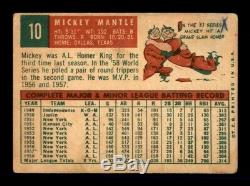 1959 Topps Set Break # 10 Mickey Mantle LOW GRADE MK OBGcards