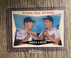 1960 Topps #160 Mickey Mantle Autographed Baseball Card Ken Boyer Rival All Star