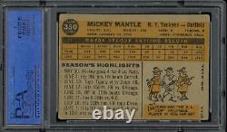 1960 Topps #350 Mickey Mantle PSA 3 VG HOF New York Yankees Baseball Card