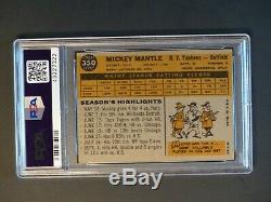 1960 Topps #350 Mickey Mantle PSA 4 VG-EX New York Yankees New PSA Label