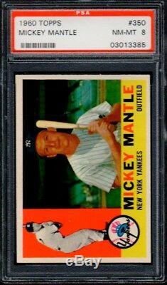 1960 Topps #350 Mickey Mantle Psa 8 Nm-mt