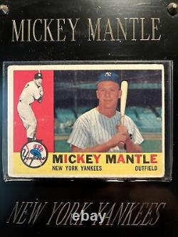 1960 Topps Baseball MICKEY MANTLE New York Yankees Card In Plaque! NICE VG+