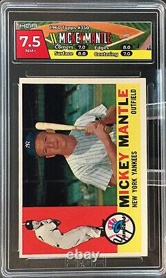 1960 Topps MICKEY MANTLE #350 New York Yankees HGA 7.5 NM Plus Custom Label
