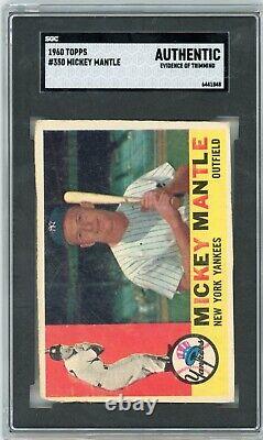 1960 Topps Mickey Mantle #350 Sgc Authentic Evidence Of Trimming