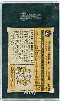 1960 Topps Mickey Mantle #350 Sgc Authentic Evidence Of Trimming