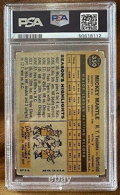 1960 Topps Mickey Mantle Ny Yankees #350 Baseball Card Psa Graded 1.5 Authentic