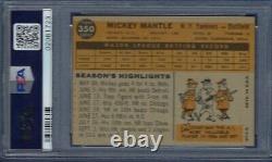 1960 Topps No. 350 Mickey Mantle Psa 8 Near Mint/mint Sharp Corners