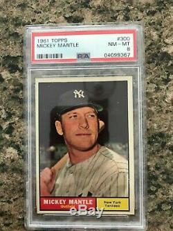 1961 Topps #300 Mickey Mantle PSA 8VERY BOLD COLORGOOD EYE APPEALRARE FIND