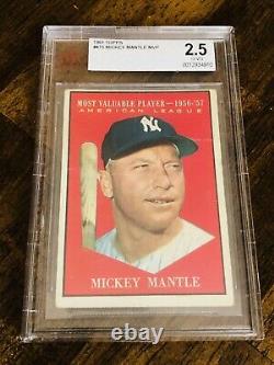 1961 Topps #475 MICKEY MANTLE MVP BGS CENTERED? - Clean Card Historic Yr