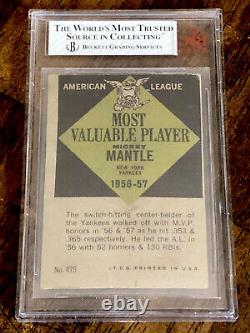 1961 Topps #475 MICKEY MANTLE MVP BGS CENTERED? - Clean Card Historic Yr