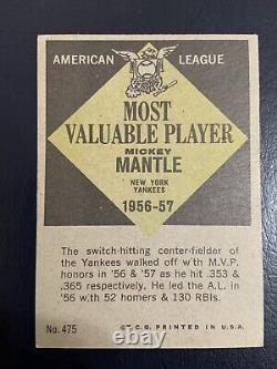 1961 Topps #475 Mickey Mantle MVP