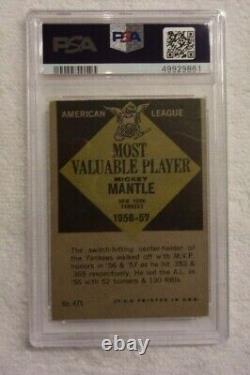 1961 Topps #475 Mickey Mantle (MVP) New York Yankees PSA 3 (VG) MC Awesome Card