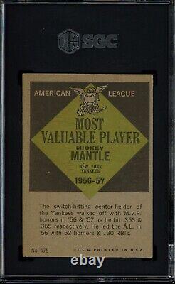 1961 Topps #475 Mickey Mantle MVP SGC 4 HOF New York Yankees Baseball Card
