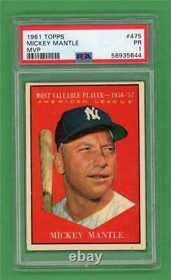 1961 Topps #475 Mickey Mantle MVP STRONG PSA Poor 1 New York Yankees