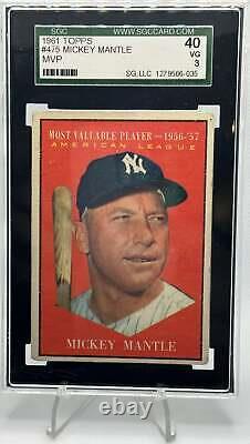 1961 Topps #475 Mickey Mantle SGC 3