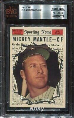1961 Topps #578 Mickey Mantle All-Star Beckett BVG Authentic Altered