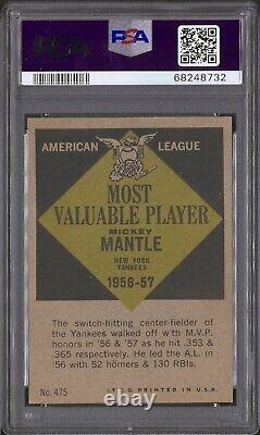 1961 Topps MICKEY MANTLE MVP #475 PSA 5 EX Yankees HOF
