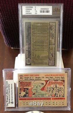 1961 Topps Mickey Mantle #300 BVG 5.5 EX+ and 1956 Topps Hank Aaron #31 BVG 4.5