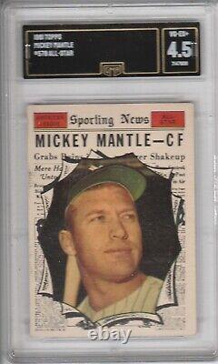 1961 Topps Mickey Mantle All Star Gma 4.5 Vg-ex Plus