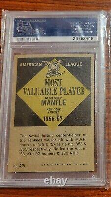 1961 Topps Mickey Mantle MVP #475 New York Yankees Graded PSA 2 Good