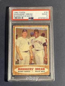 1962 TOPPS Managers Dream #18 MICKEY MANTLE WILLIE MAYS PSA Vintage Card Good