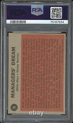 1962 Topps #18 Managers' Dream MICKEY MANTLE WILLIE MAYS PSA 4 VG-EX Looks Nicer