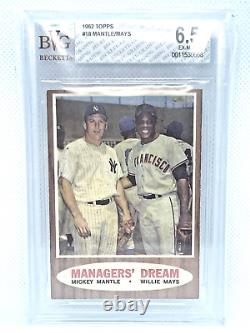 1962 Topps #18 Managers' Dream Mickey Mantle Willie Mays MLB Card Graded BVG 6.5