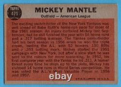 1962 Topps #471 Mickey Mantle VG-VGEX+ WRINKLE All-Star New York Yankees HOF
