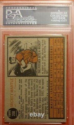 1962 Topps Baseball Card Mickey Mantle New York Yankees PSA 4 VG-EX #200 HOF