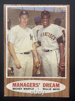 1962 Topps Managers Dream Mickey Mantle Willie Mays EX No Creases #18 PNCARDS
