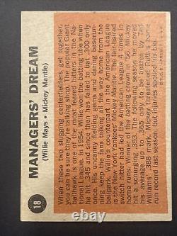 1962 Topps Managers Dream Mickey Mantle Willie Mays EX No Creases #18 PNCARDS