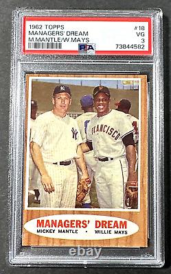1962 Topps Managers' MICKEY MANTLE / WILLIE MAYS #18 PSA 3 Very Good (VG) HOF