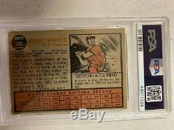 1962 Topps Mickey Mantle #200 New York Yankees GRADED PSA 2 GOOD Well Centered