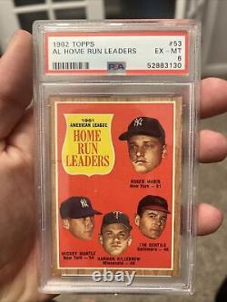 1962 topps mickey mantle Home Run Leaders #53 PSA 6