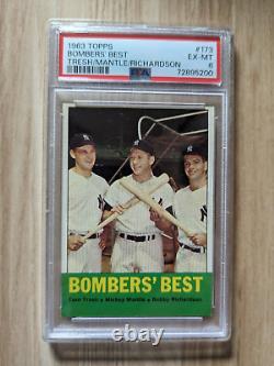 1963 Topps #173 Bombers Best Mickey Mantle Bobby Richardson PSA 6 Yankees