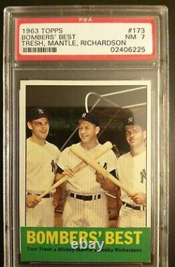 1963 Topps #173 Mickey Mantle Bombers' Best Card with Richardson & Tresh PSA 7