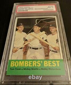 1963 Topps #173 Mickey Mantle Bombers' Best Card with Richardson & Tresh PSA 7