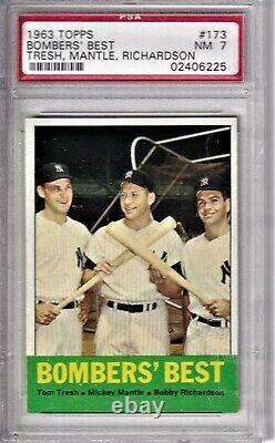 1963 Topps #173 PSA 7 Mickey Mantle Bombers' Best Card with Richardson & Tresh