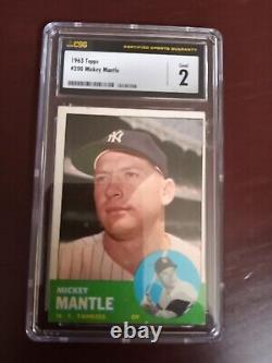 1963 Topps #200 MICKEY MANTLE CSG 2 Good New York Yankees Hall of Fame