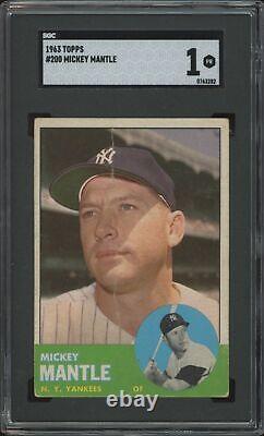 1963 Topps Mickey Mantle 200 Pr Sgc 1 Baseball New York Yankees