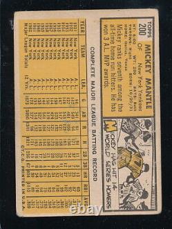 1963 Topps Mickey Mantle #200 Yankees Fr C8353
