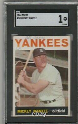 1964 Topps #50 Mickey Mantle New York Yankees #7 Hof Sgc 1 Pr Centered Rare Wow
