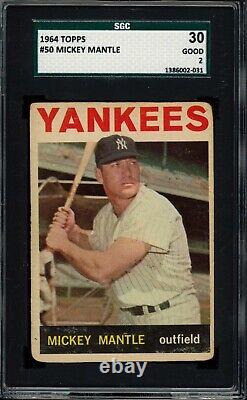 1964 Topps #50 Mickey Mantle SGC 2 HOF New York Yankees Baseball Card
