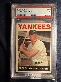 1964 Topps MICKEY MANTLE HOF NEW YORK Yankees #50 GRADED PSA 3 VG