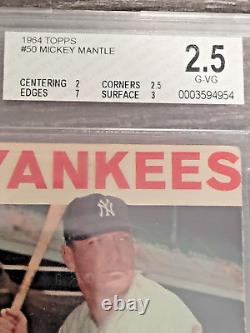 1964 Topps Mickey Mantle #50 BVG 2.5 Graded Good VG New York Yankees Legend HOF