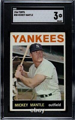 1964 Topps Mickey Mantle #50 Graded SGC 3 VG Vintage Baseball Card Yankees HOF