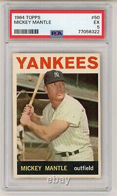 1964 Topps Mickey Mantle # 50 PSA 5 EX New York Yankees HOF