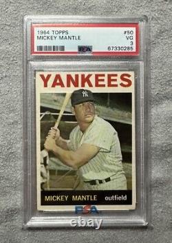 1964 Topps Mickey Mantle #50 Psa 3 Centered