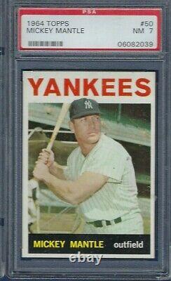 1964 Topps No. 50 Mickey Mantle Psa 7 Near Mint Well Centered