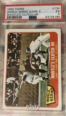 1965 Topps #134 World Series Game 3 Mickey Mantle New York Yankees PSA 5 EX
